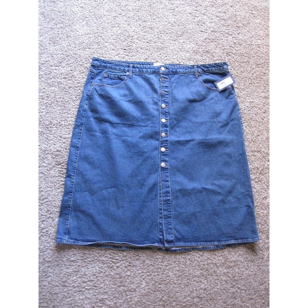 NEW Universal thread denim skirt size 24 Button up Below Knee Length 25-26 waist